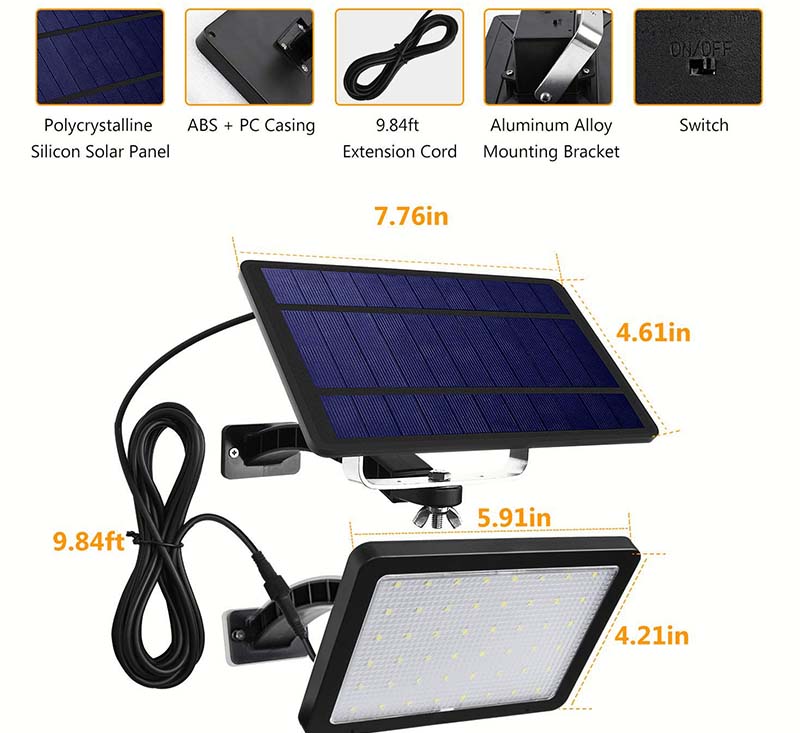 High Brightness IP 65 Waterproof 48 LED Outdoor Solar Night Light