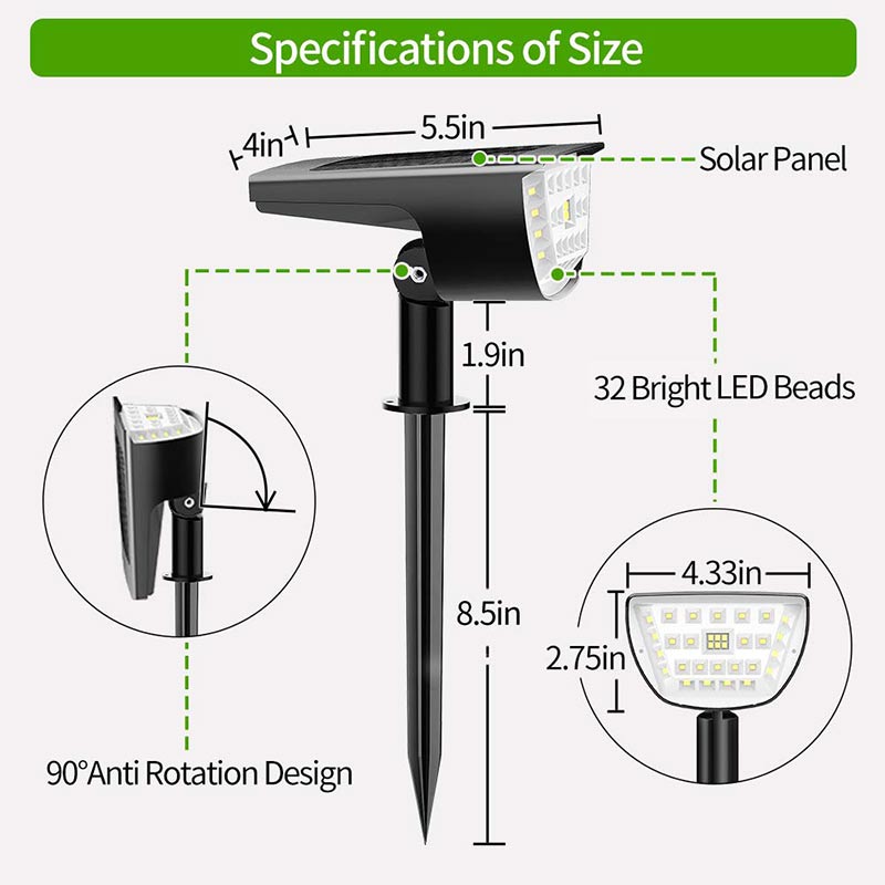 Outdoor Waterproof 32 LED Solar Landscape Spotlights