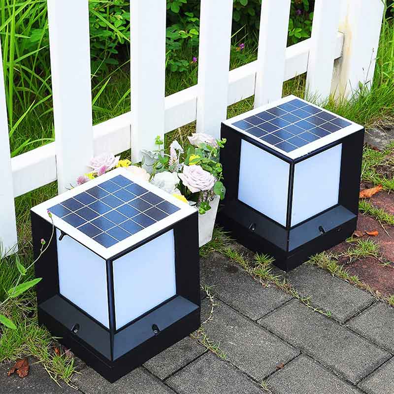 Waterproof Solar Post Light Outdoor Square Column Pillar Lamp