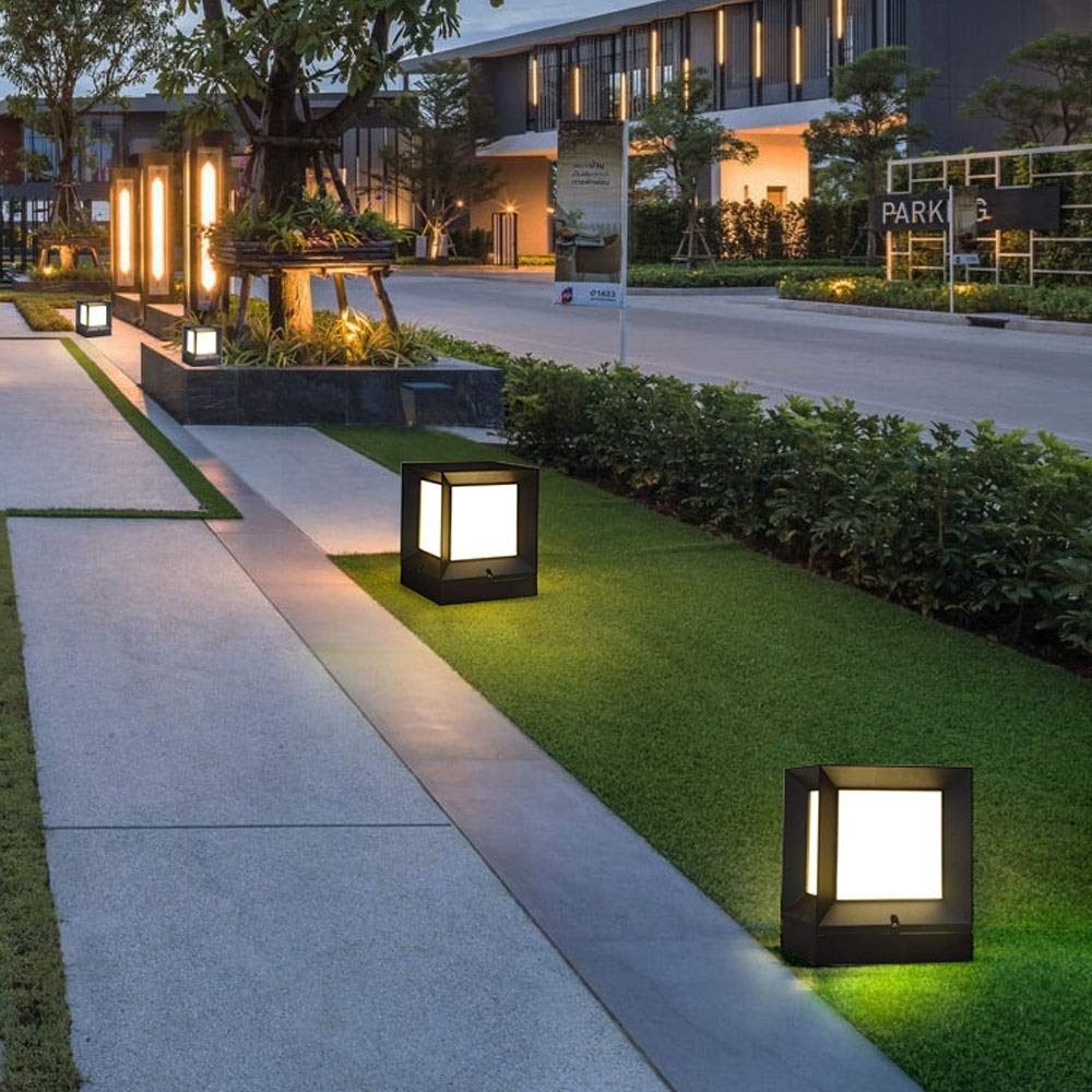 Waterproof Solar Post Light Outdoor Square Column Pillar Lamp