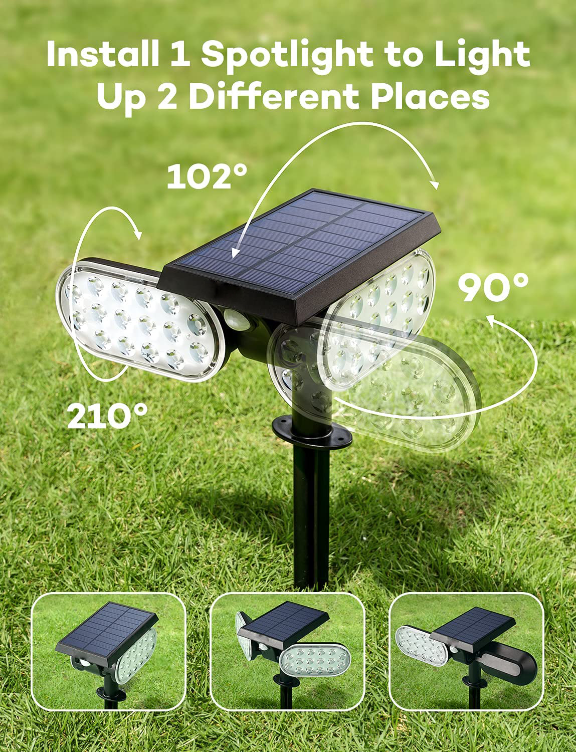 Waterproof with Motion Sensor Solar Spot Lights Outdoor