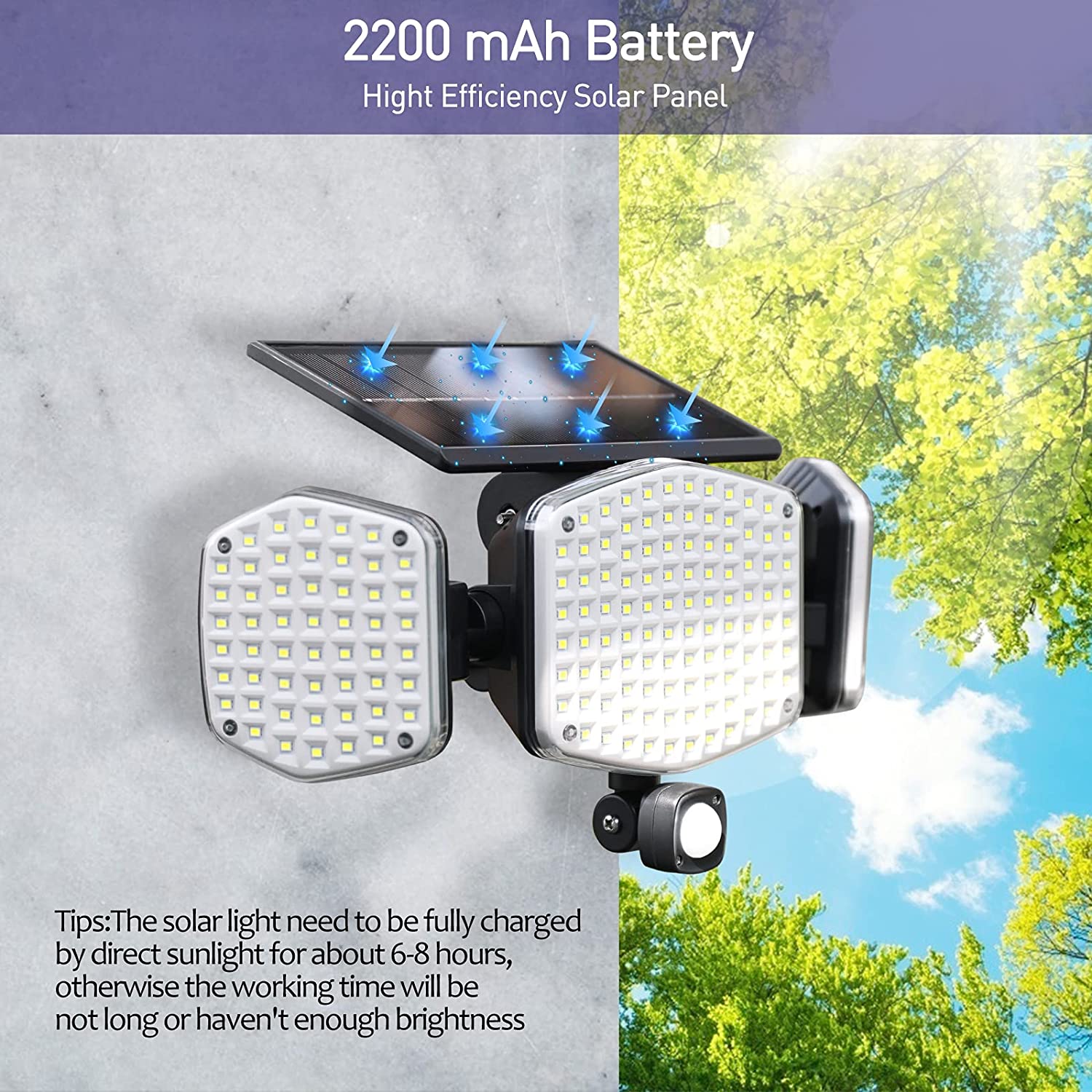 208 LED Lights Outdoor Solar Powered Motion Sensor Security Light