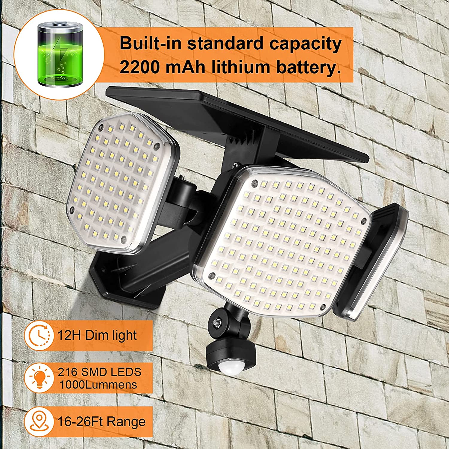 208 LED Lights Outdoor Solar Powered Motion Sensor Security Light