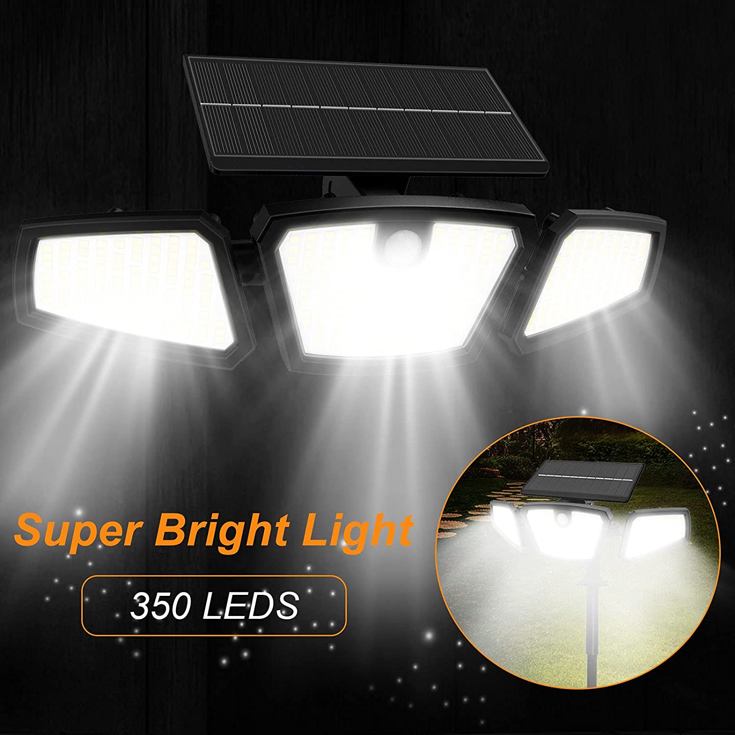 Motion Sensor Outdoor Lights IP65 Waterproof 350 Led Super Bright Solar Wall Light