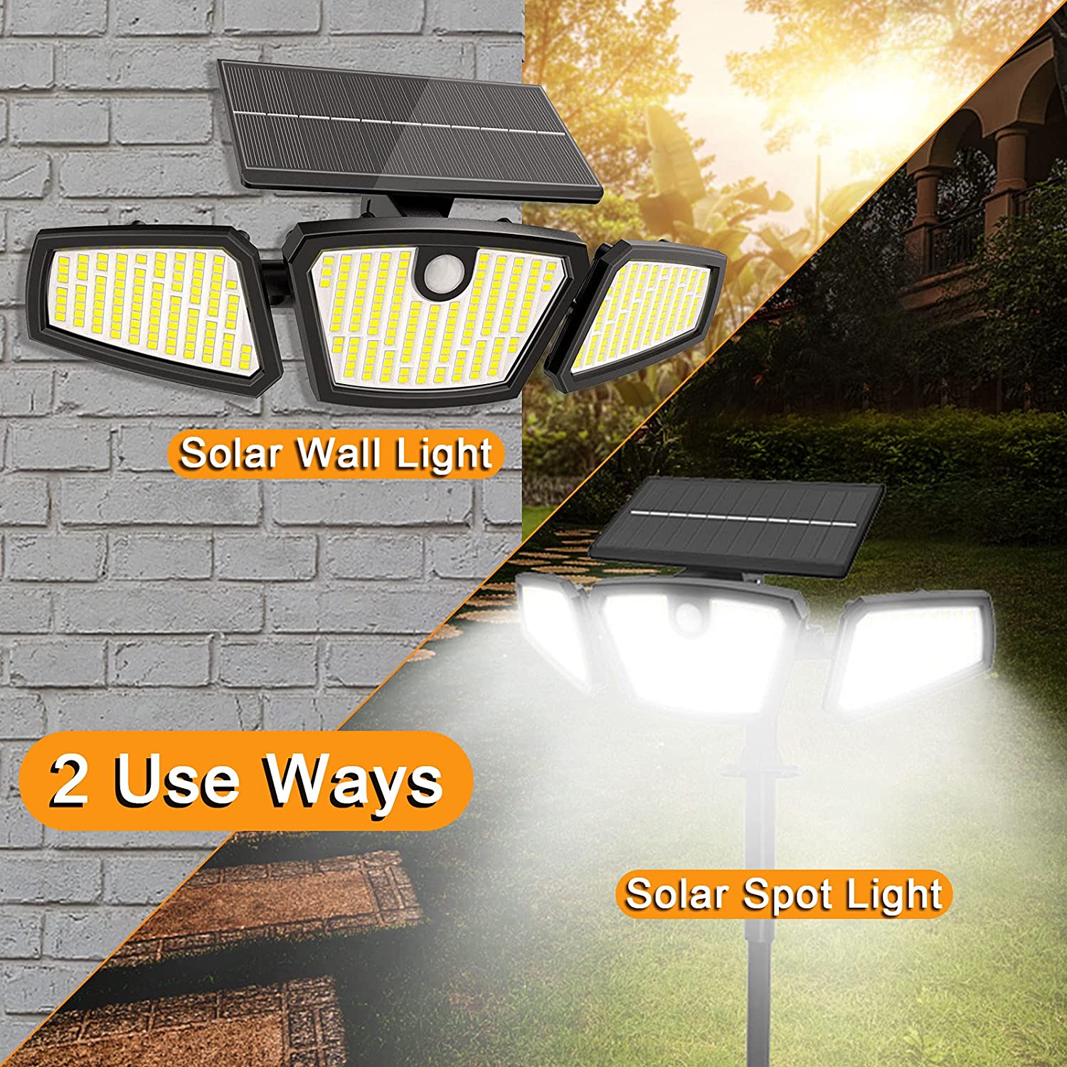 Motion Sensor Outdoor Lights IP65 Waterproof 350 Led Super Bright Solar Wall Light