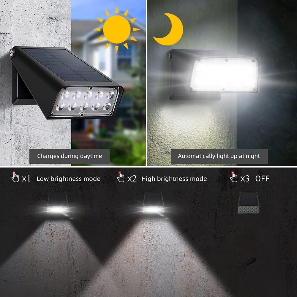  LED Patio Wall Lights Outdoor Wireless IP65 Waterproof Solar Powered Adjustable Head Security Light