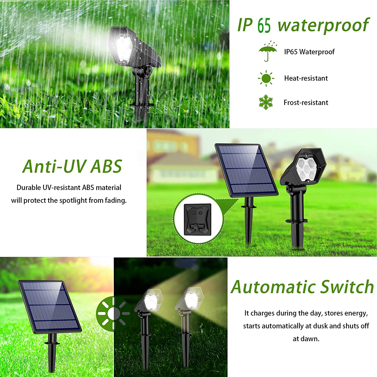 RGB 6 Color 10 LED Solar Lights IP 65 Waterproof Landscape Garden Light