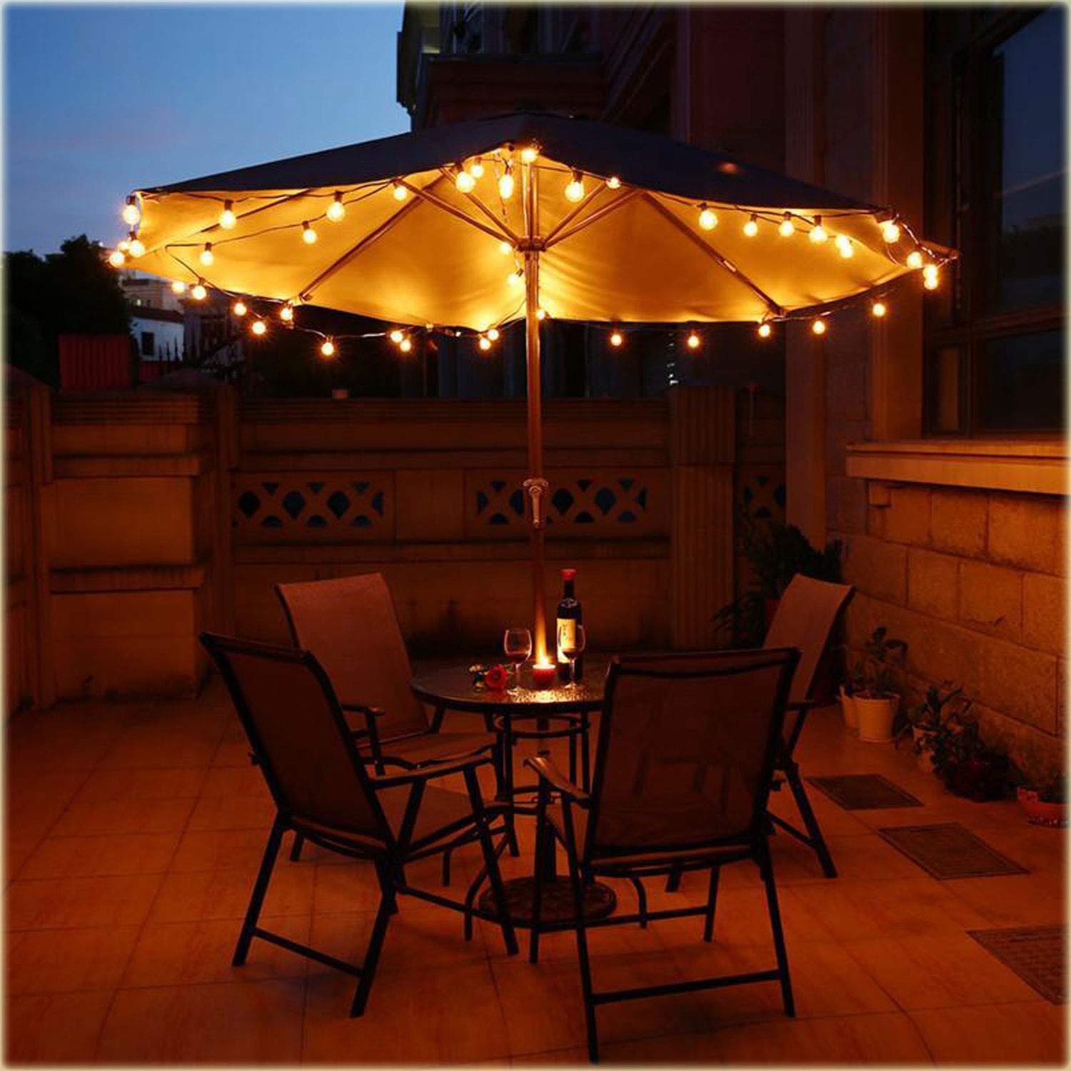 Weatherproof G40 Globe Hanging Lights Solar Bulbs Outdoor Patio String Light