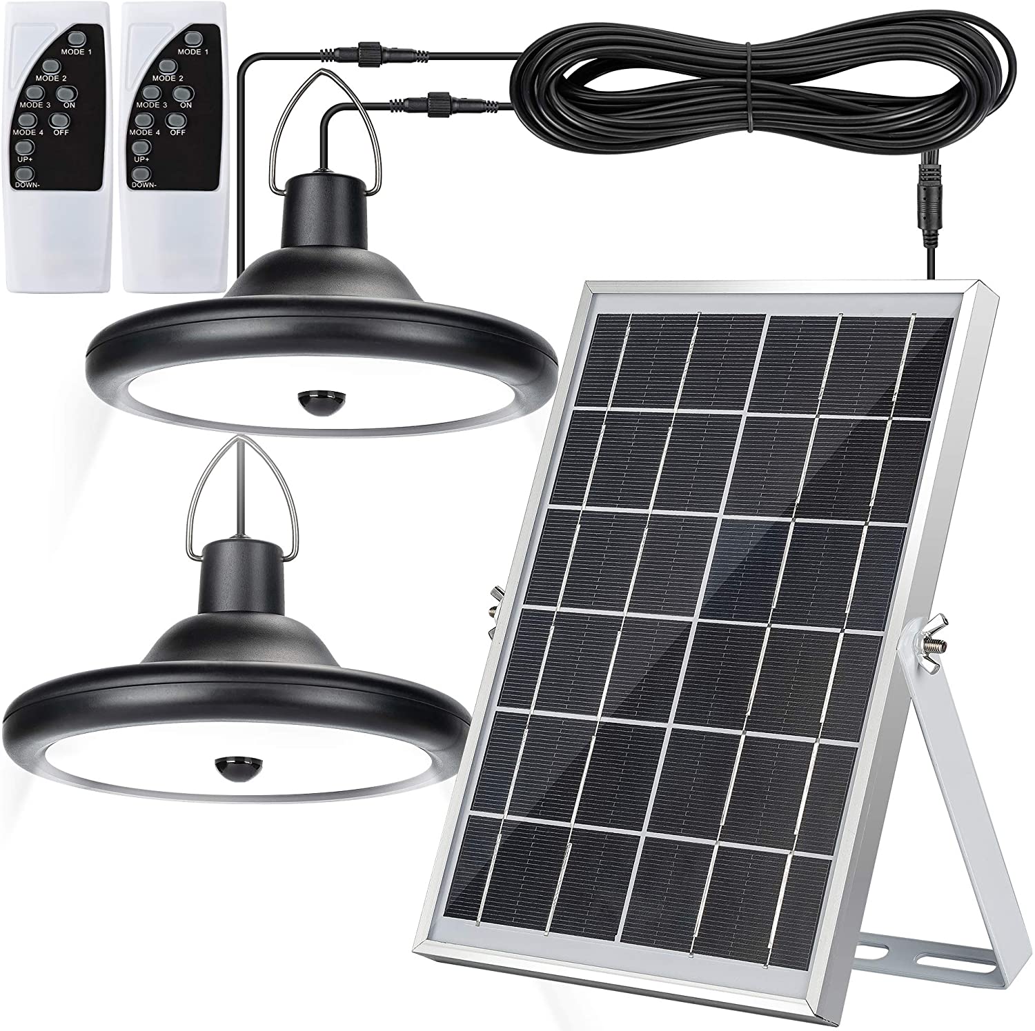 Waterproof 112 LED Indoor Outdoor Pendant Lighting Dual Head Solar Hanging Shed Lights Factory