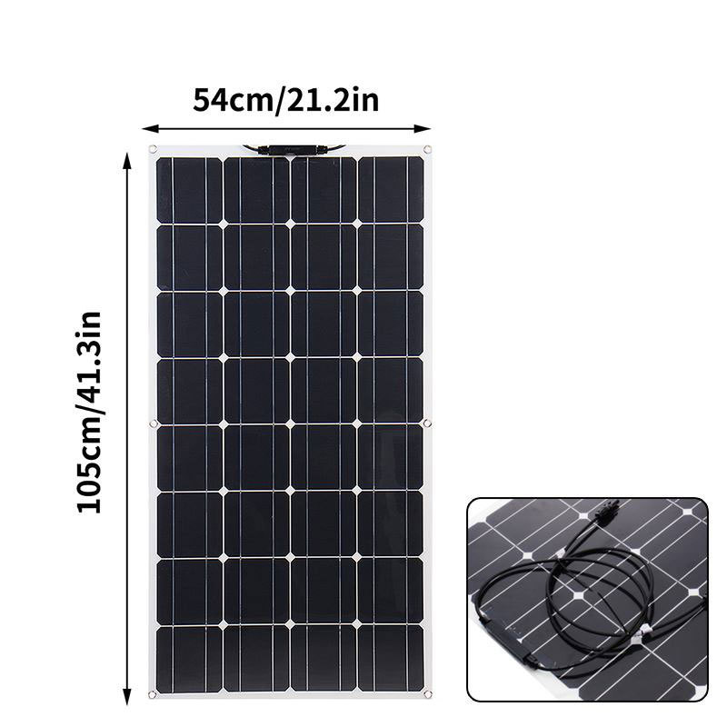  Solar Panel 100W 12V Monocrystalline Flexible 300W System Kit Hightweight Solar Battery Charger pv Connector for RV Boat Cabin Tent Car