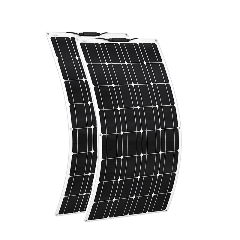 200W 12V Mono-crystalline Solar Panel Flexible System kit Photovoltaic Module Cell with Controller PV Connector for Home RV Caravan Boat Battery